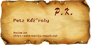 Petz Károly névjegykártya
